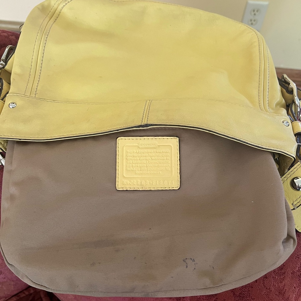 Coach Yellow Leather Shoulder Bag with Silver Hardware - Picture 11 of 11